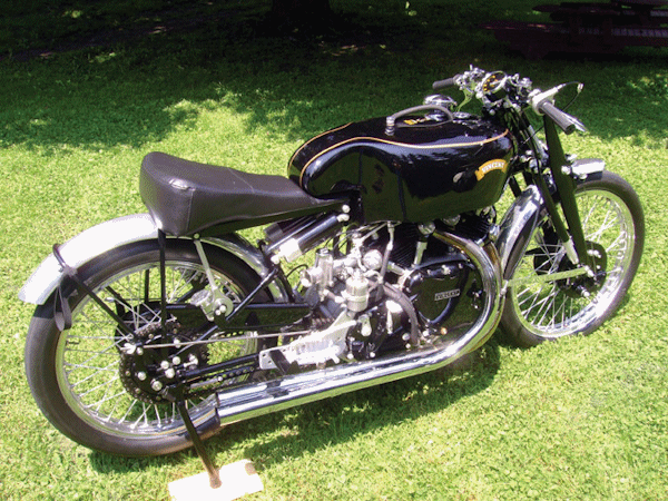 legendary Vincent Motorcycle Gunga Din from right rear view