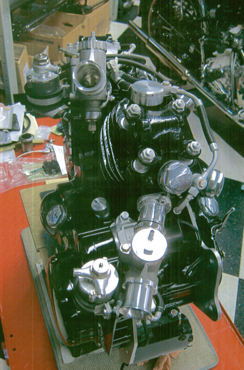 Vincent Godet 1330 cc engine on the hoist